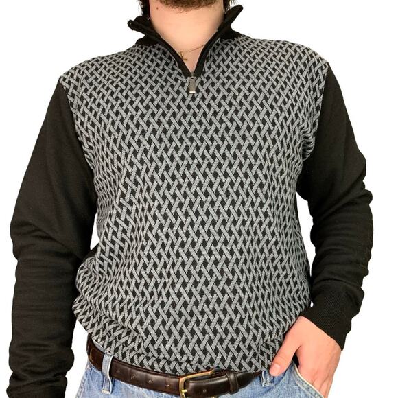 American Vintage Other - Vintage Patterned Knit Quarter Zip 90s Sweater